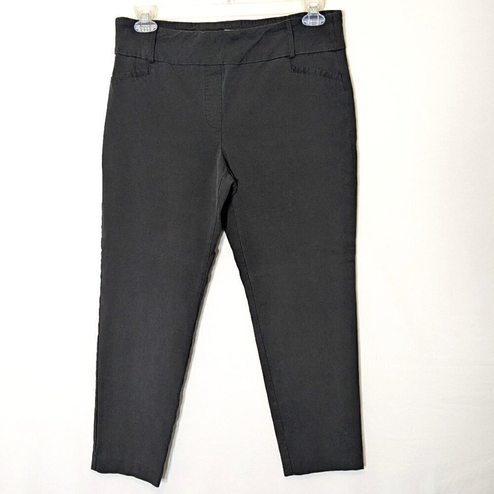 CATO Est 1946, Black Mid-Rise Stretchy Pull-On Career Cropped Pants; Size 16